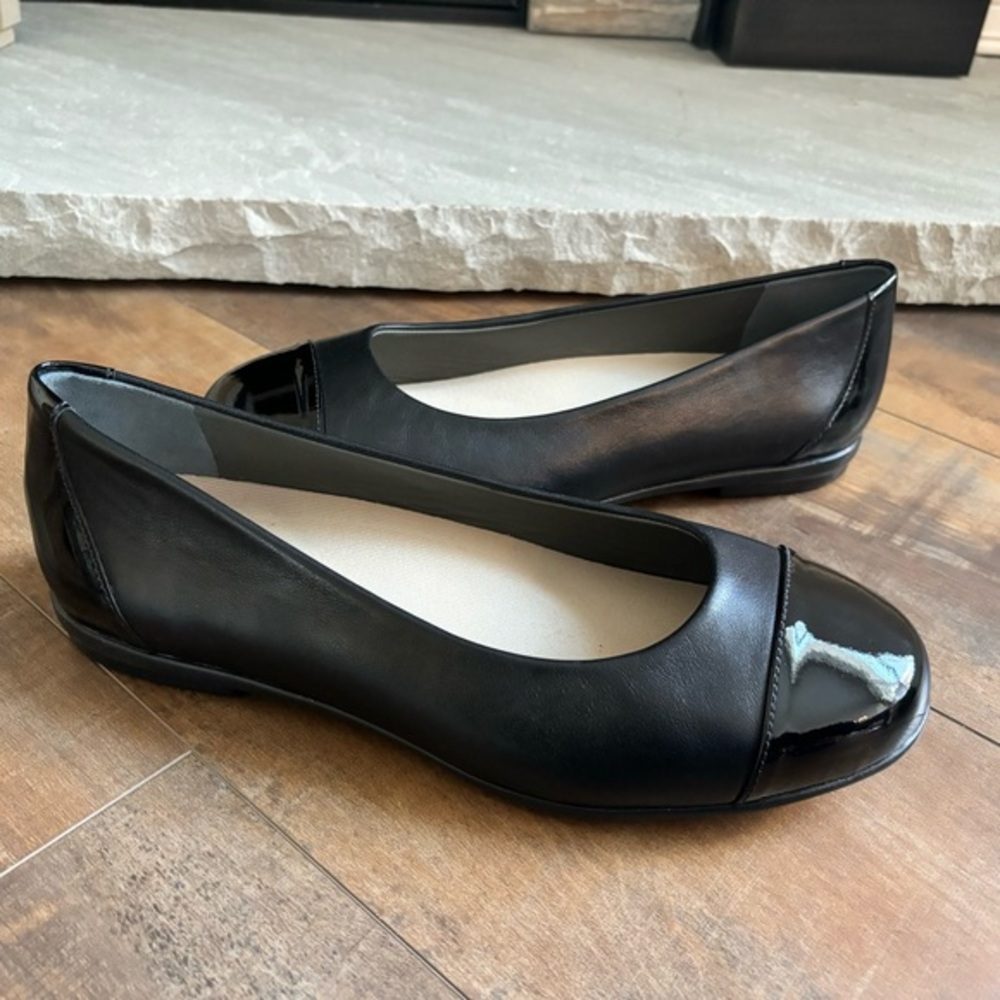 SAS Scenic Cap Toe Ballet Flat Black‎ Leather Women's Size 11WW Shoes NEW